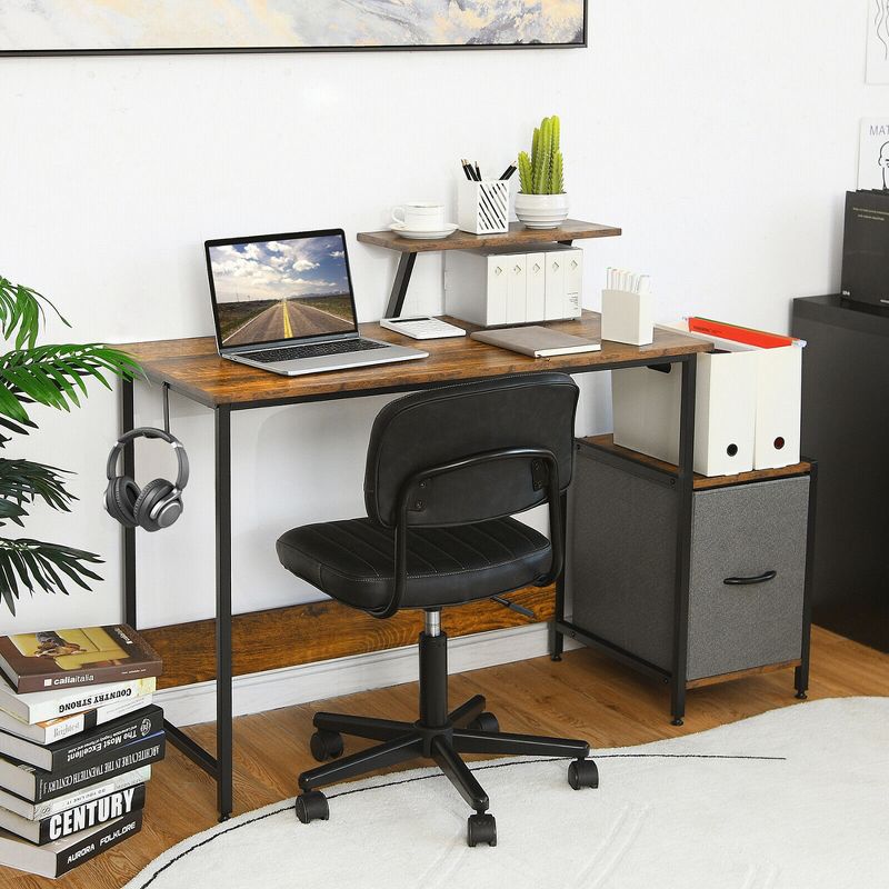 Costway Computer Desk Writing Workstation Home Office w/ Movable Storage Rack & Shelf, 3 of 11