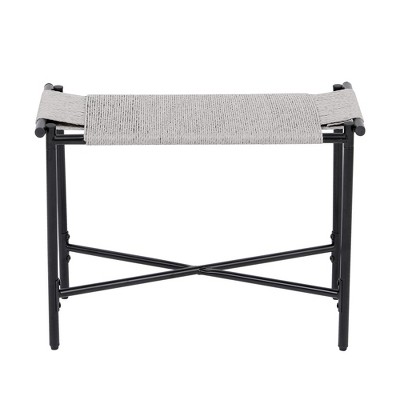 Ridstar Hand-Woven Paper Rope Ottomans For Entryway, Living Room, Bedroom & Office-Gray