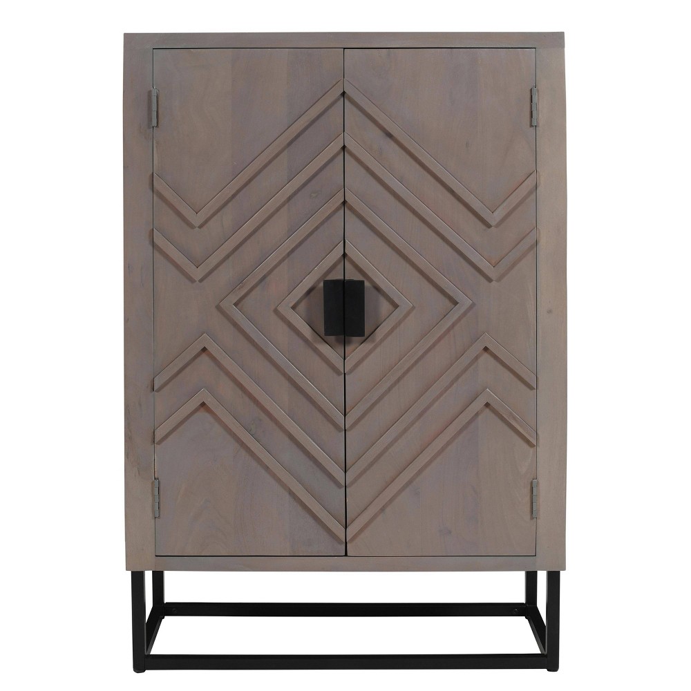 Photos - Kitchen System The Urban Port 52" Iron Stand Wine Bar Cabinet with Built-In Stemware Rack