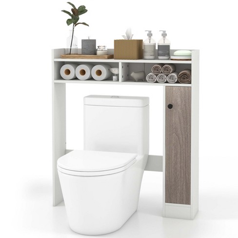 Costway Over The Toilet Bathroom Cabinet Floor Storage Organizer With ...