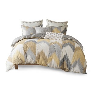 Gracie Mills Heise 3-Piece Modern Ikat Chevron Duvet Cover Set - 1 of 4
