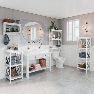 Adjustable White 63" Contemporary Storage Tower