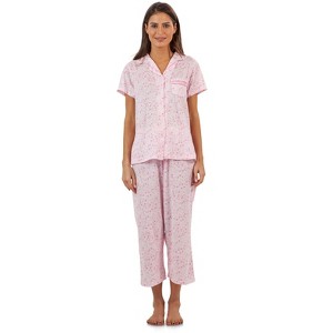 Casual Nights Women's Short Sleeve Floral Capri Pajama Set - 1 of 4