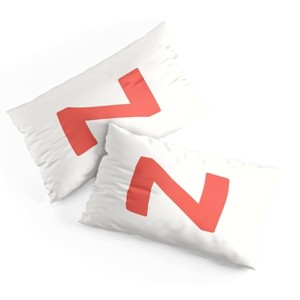 Deny Designs King April Lane Art Block Red Monogram N Microfiber Printed Pillow Sham - 1 of 3
