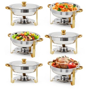 Garvee Chafing Dishes for Buffet Set, 5 QT Round Buffet Servers and Food Warmer Set with Lid, Stainless Steel Chafers for Catering Parties - 1 of 4