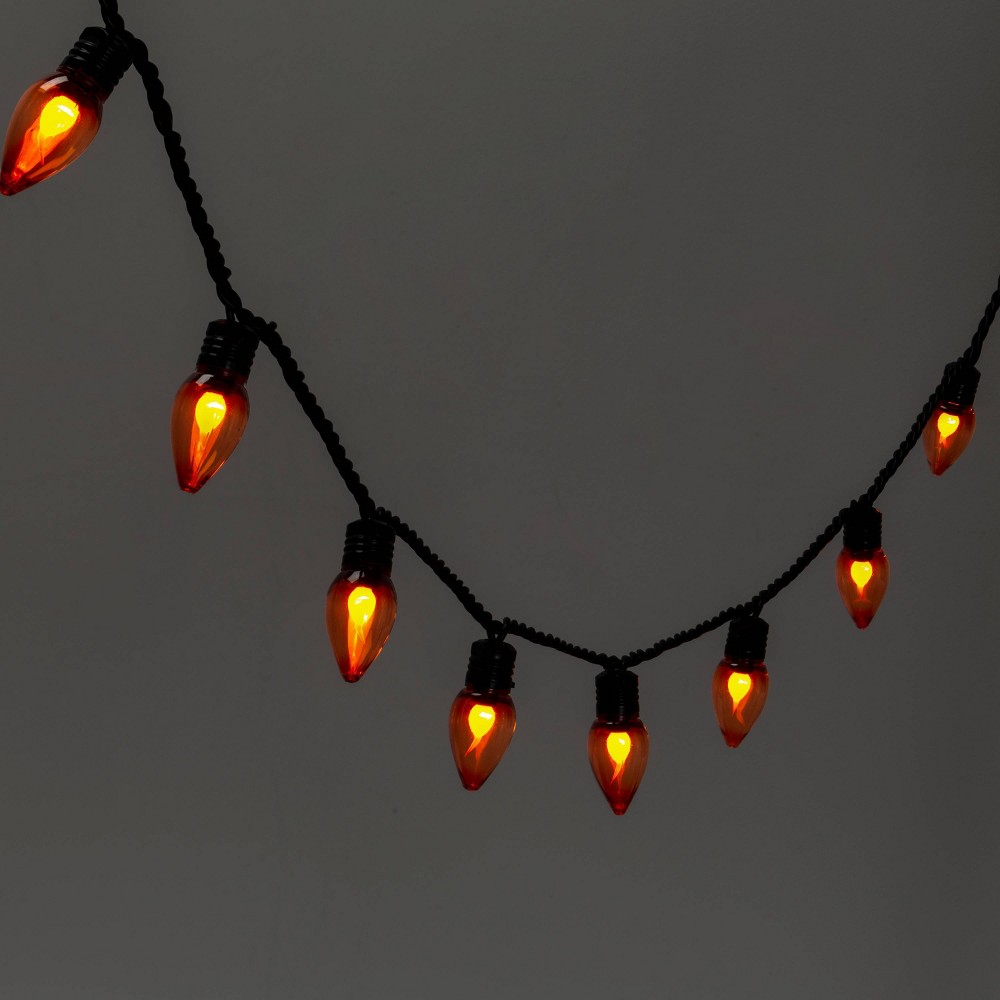 20ct led halloween string lights orange flicker - hyde & eek! boutique™: twinkling c7 bulbs, indoor/outdoor use
