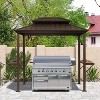 PURPLE LEAF Patio Hardtop Brown Grill Gazebo Metal Roof with 2 Side Shelves Deck Yard Tent Aluminum Garden Outside Sun Shade Outdoor BBQ Canopy - 3 of 4