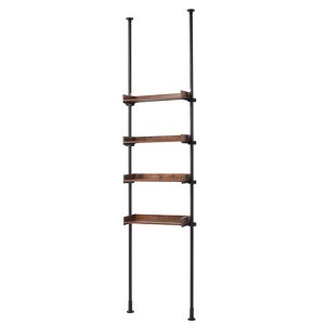 VEVOR Over the Toilet Storage, 4-Tier Over Toilet Bathroom Organizer, Low-carbon Steel 53"-132" Tall Storage Shelf Rack, Space Saver, Black & Brown - 1 of 4