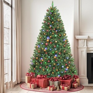 HOMDOX 6ft Pre-lit Artificial Christmas Tree, Premium Hinged Artificial Pine Lighted Holiday Tree w/ 1455 Dense Branch Tips, 250 Lights, Base, Green - 1 of 4