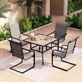 5pc Patio Dining Set with 37"x37" Square Table & 4 C-Spring Motion Chairs - Captiva Designs