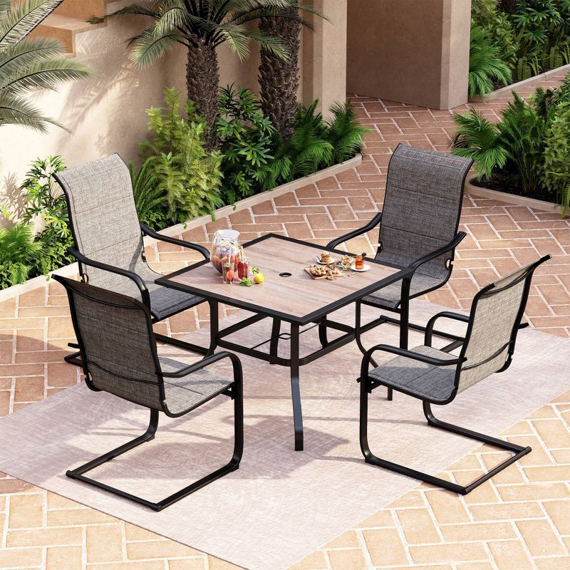 5pc Patio Dining Set with 37&#34;x37&#34; Square Table &#38; 4 C-Spring Motion Chairs - Captiva Designs, 1 of 9