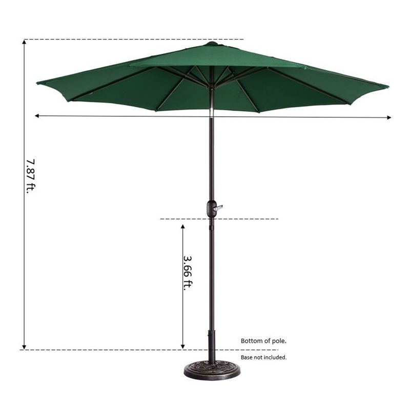 9-Foot Patio Umbrella - Easy Crank Outdoor Table Umbrella with Steel Ribs and Aluminum Pole for Deck, Porch, Backyard, or Pool by Villacera (Green), 5 of 8