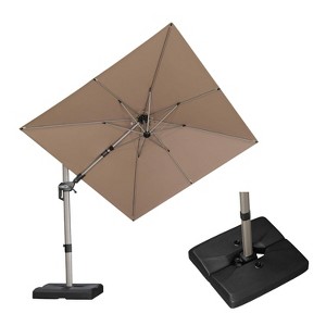 PURPLE LEAF Right-left Tilt Cantilever Umbrella with Base Patio Outdoor Swivel Umbrella with 360-degree Rotation - 1 of 4