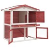 vidaXL Outdoor Rabbit Hutch with 3 Doors Chicken Cage Animal House Pet Carrier - Red - 3 of 4