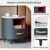 KWPZQEB Nightstand, Modern Bedside Table with Drawers & Open Storage Shelf, Round Sofa End Table for Bedroom, Living Room - 3 of 4