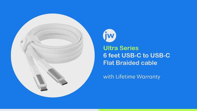 Just Wireless Ultra Braided USB-C to USB-C Flat Cable, 2 of 9, play video