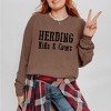 Simply Sage Market Women's Herding Kids and Cows Long Sleeve Garment Dyed Tee - 2 of 4