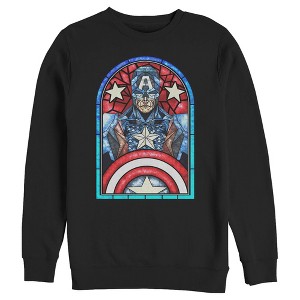 Men's Marvel Captain America Stained Glass Sweatshirt - 1 of 3