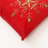 TopComfy Support Pillow Snowflake Beadwork and Christmas Embroidery Lumbar Pillow for Holiday Decor, Red, 24"*16"*2" - 4 of 4