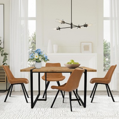 5pcs Dining Table Set, Large Size Dining Table Set with 4 Upholstered Armless Dining Chairs for 4, Dining Room Furniture - Maison Boucle