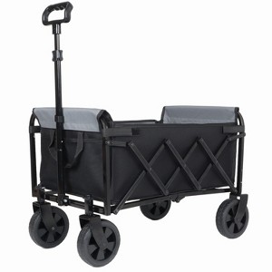 All-in-One Convertible Folding 4-Wheel Trolley with Bench Seat and Dog Leash - Heavy Duty Foldable Utility Trolley - 1 of 4
