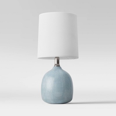 small blue table lamp