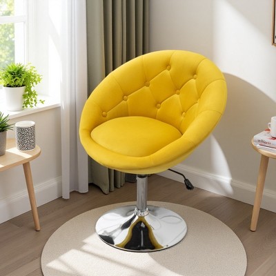 Velvet Tufted Back Swivel Accent Chair with Hydraulic Adjustable Height