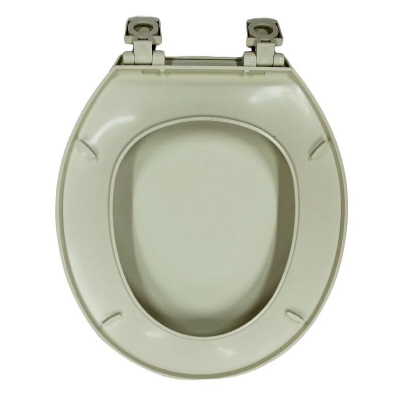 J&V Textiles Elongated Toilet Seat With Easy Clean & Change Hinge, Beveled Edges (Beige), 5 of 7