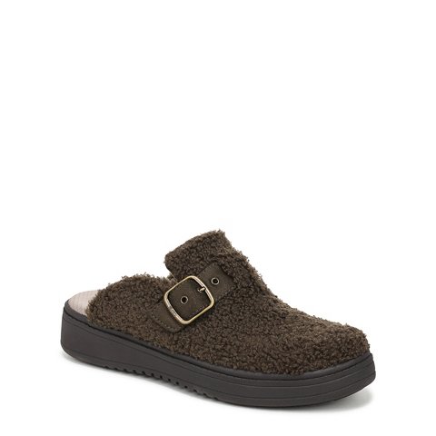 Женские сабо Bzees for Lifestride LifeStride Women's Vibe Cozy Mule Army Green Faux Fur 10 M
