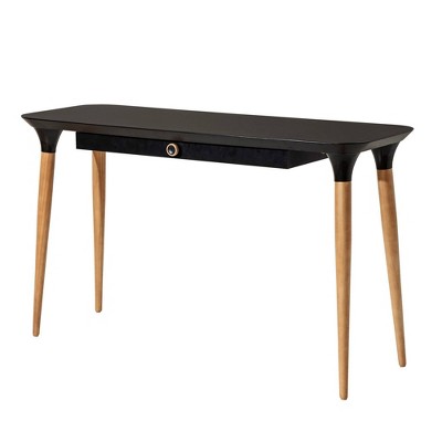 Black and Cinnamon Wood Office Desk with Drawer