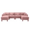 Boucle U-Shaped 4-Seater Sectional Sofa with Shell Armrests & 2 Ottomans - 3 of 4