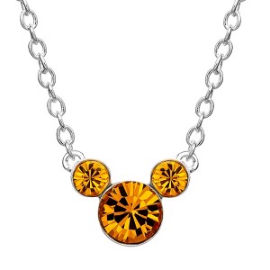 Disney Mickey Mouse Silver Plated Crystal Birthstone Necklace - November Crystal, 18'' - 1 of 4