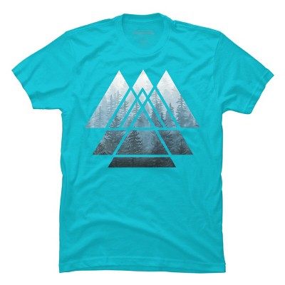 Men's Design By Humans Sacred Geometry Triangles - Misty Forest By Maryedenoa T-Shirt