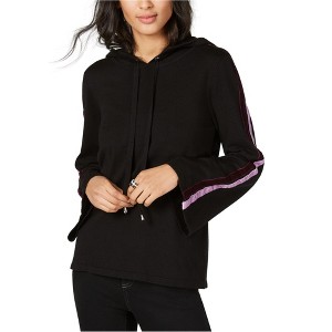 I.N.C International Concepts Womens Velvet Stripe Hoodie Sweatshirt, Black, Medium - 1 of 1