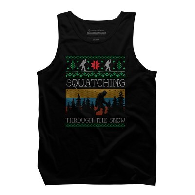 Men's Design By Humans Christmas Retro Sasquatch Vintage Bigfoot Ugly Christmas Sweater By pahari Tank Top