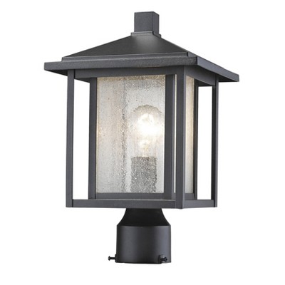 1 Light Outdoor Wall Mount Sconce Black with Clear Seedy Glass - Aurora Lighting