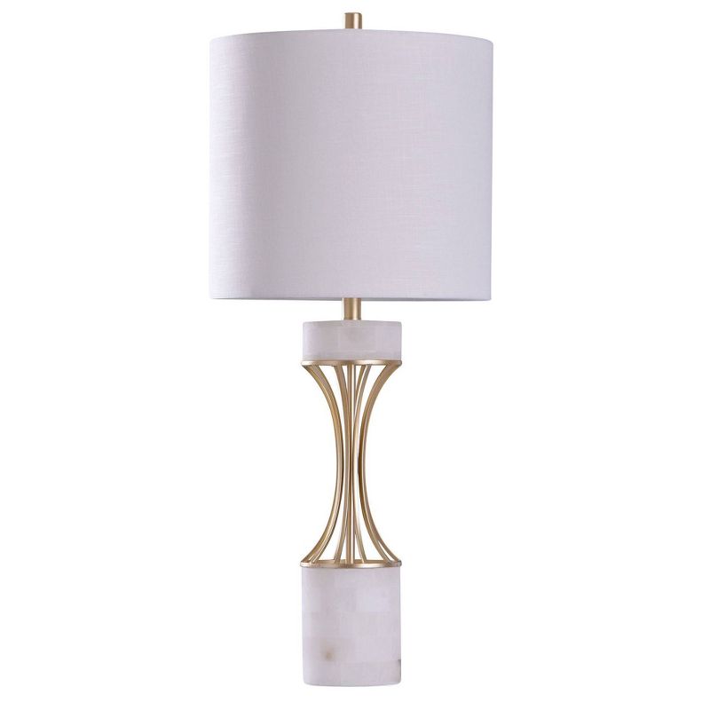 Abyaz Concave Metal Table Lamp with Marble Accent Drum Shade Gold - StyleCraft, 5 of 6