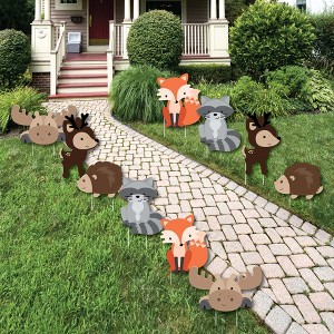 Big Dot of Happiness Woodland Creatures - Forest Animal Lawn Decorations - Outdoor Baby Shower or Birthday Party Yard Decorations - 10 Piece - 1 of 4