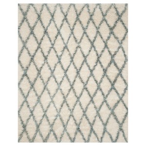 Ivory/Blue Abstract Loomed Area Rug - (8