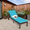 Tangkula Patio Rattan Lounge Chair Outdoor Cushioned Chaise Height Adjustable Turquoise - 2 of 4