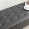 Kumasinova 43.3" PU Leather/Linen Storage Ottoman Bench with Soild Wood Legs,Storage Bench with Safety Hinge,Entryway Bench for Bedroom,Living Room - 4 of 4