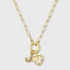 14K Gold Dipped Cubic Zirconia Puffy Heart Charm Initial Necklace - A New Day™ Gold - 2 of 4