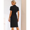 Allegra K Women's Short Sleeve Notched Lapel Slit Double Breasted Belted Work Blazer Dress - 4 of 4