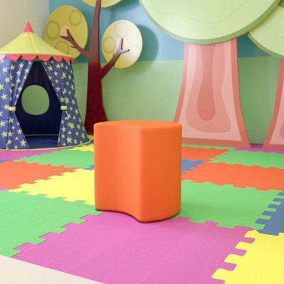 Orange Plywood Moon Ottoman for Classrooms, 18" Seat Height
