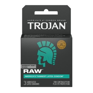 Trojan Bareskin Raw Thin Latex Condoms for Natural Sensitivity and Comfort,  Lubricated Protection, 3 Count : Target