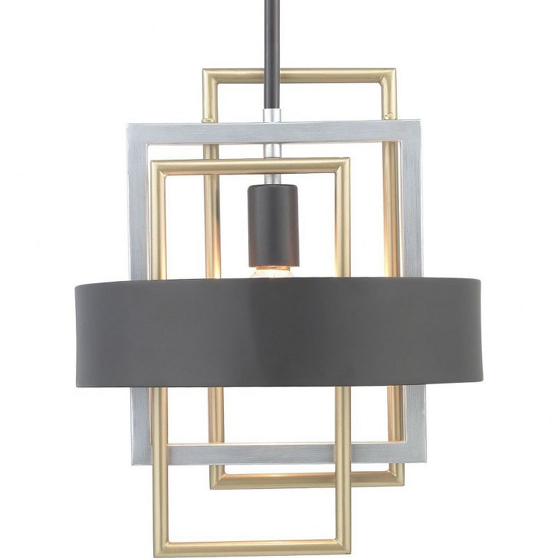 Progress Lighting Adagio 1-Light Pendant, Black, Geometric, Steel, Brushed Silver & Brass Accents, Luxe & Modern Interiors, 1 of 5