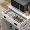 HOMCOM Microwave Cabinet with Storage Drawer, Double Door Cabinet and Adjustable Shelf, Buffet with Hutch and Cable Hole, Storage Cabinet for Kitchen - 2 of 4