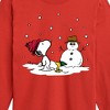 Boys' - Peanuts - Snoopy Woodstock Snowman Long Sleeve Graphic T-Shirt - 2 of 4