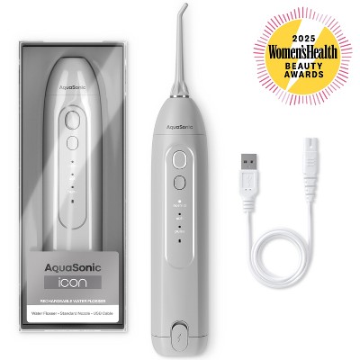AquaSonic Icon Electric Water Flosser - Rechargeable, Included Jet Tip, Charging Cord, Home & Travel Use