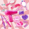 SYNCFUN 17Pcs Girls Beauty Salon Toy Set, Pretend Play Doll Hair Stylist Toy Kit for Kids Toddler, Fashion Cutting Makeup Party Favors, Birthday Gift - 3 of 4